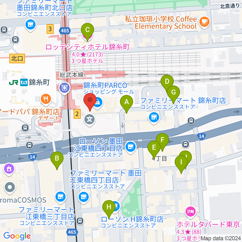 TOHOシネマズ錦糸町楽天地周辺のホテル一覧地図