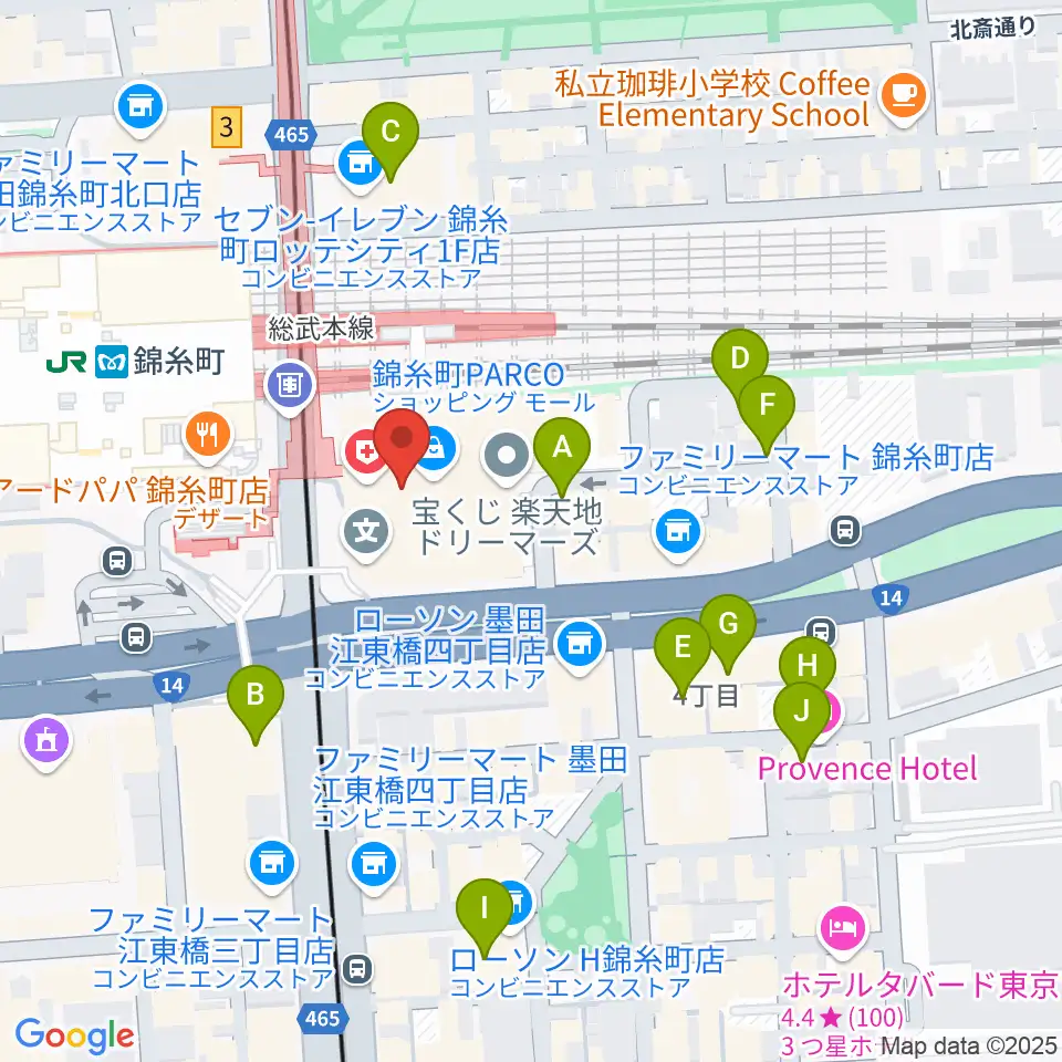 TOHOシネマズ錦糸町楽天地周辺のホテル一覧地図