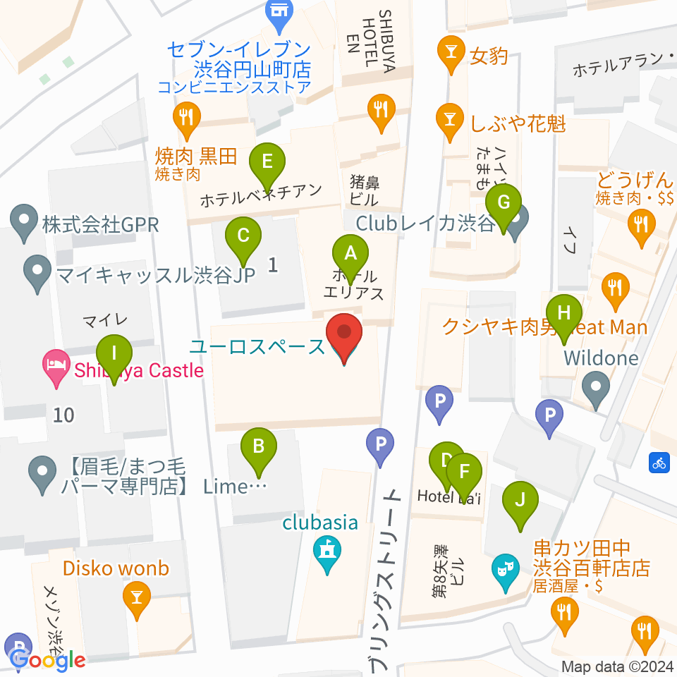 渋谷ユーロスペース周辺のホテル一覧地図