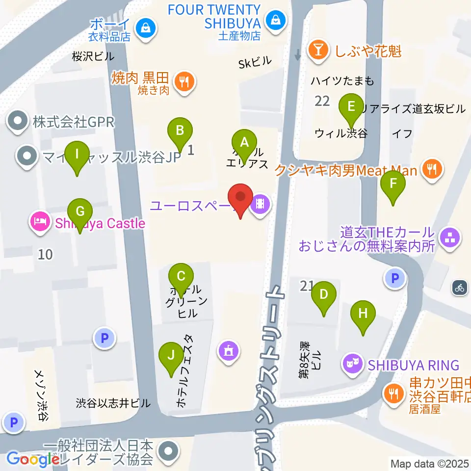 渋谷ユーロスペース周辺のホテル一覧地図