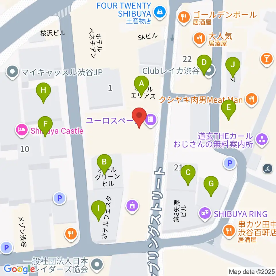 渋谷ユーロスペース周辺のホテル一覧地図