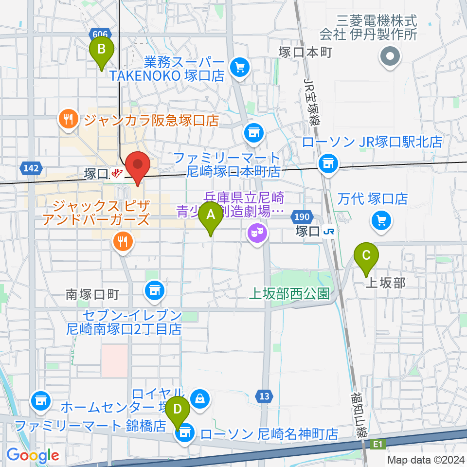 塚口サンサン劇場周辺のホテル一覧地図