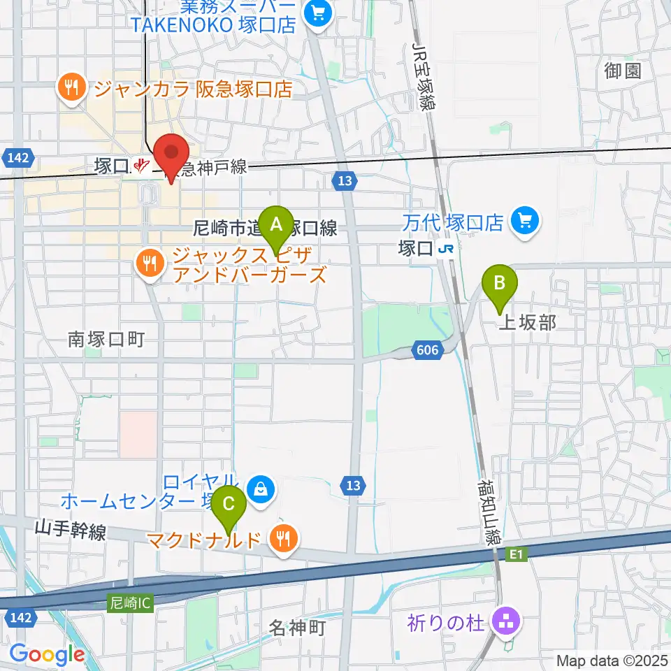 塚口サンサン劇場周辺のホテル一覧地図