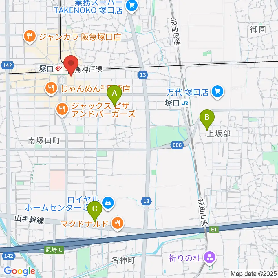 塚口サンサン劇場周辺のホテル一覧地図