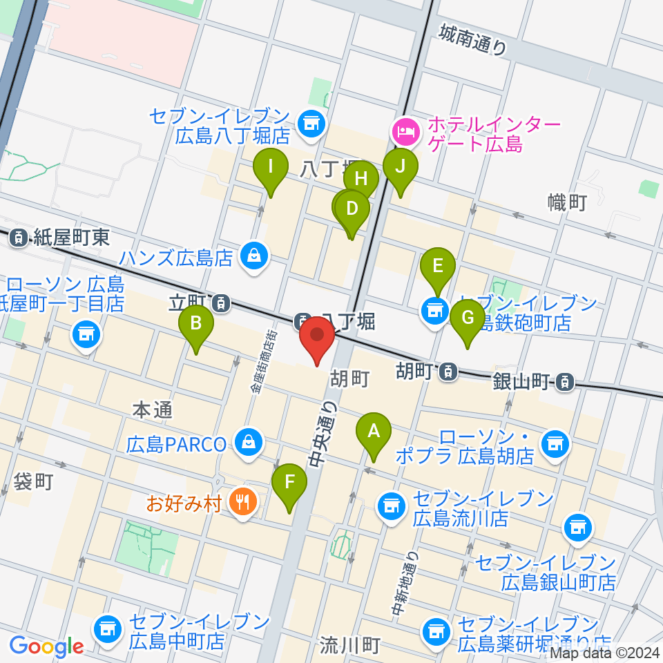 八丁座周辺のホテル一覧地図