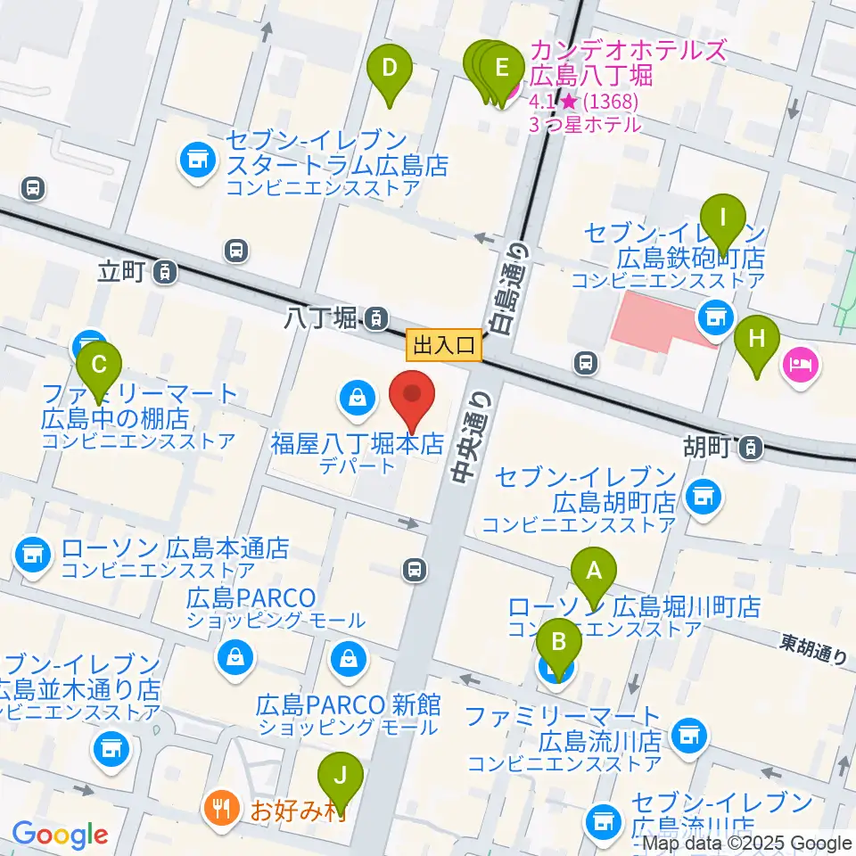 八丁座周辺のホテル一覧地図