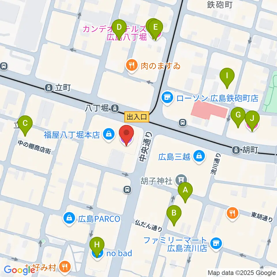 八丁座周辺のホテル一覧地図