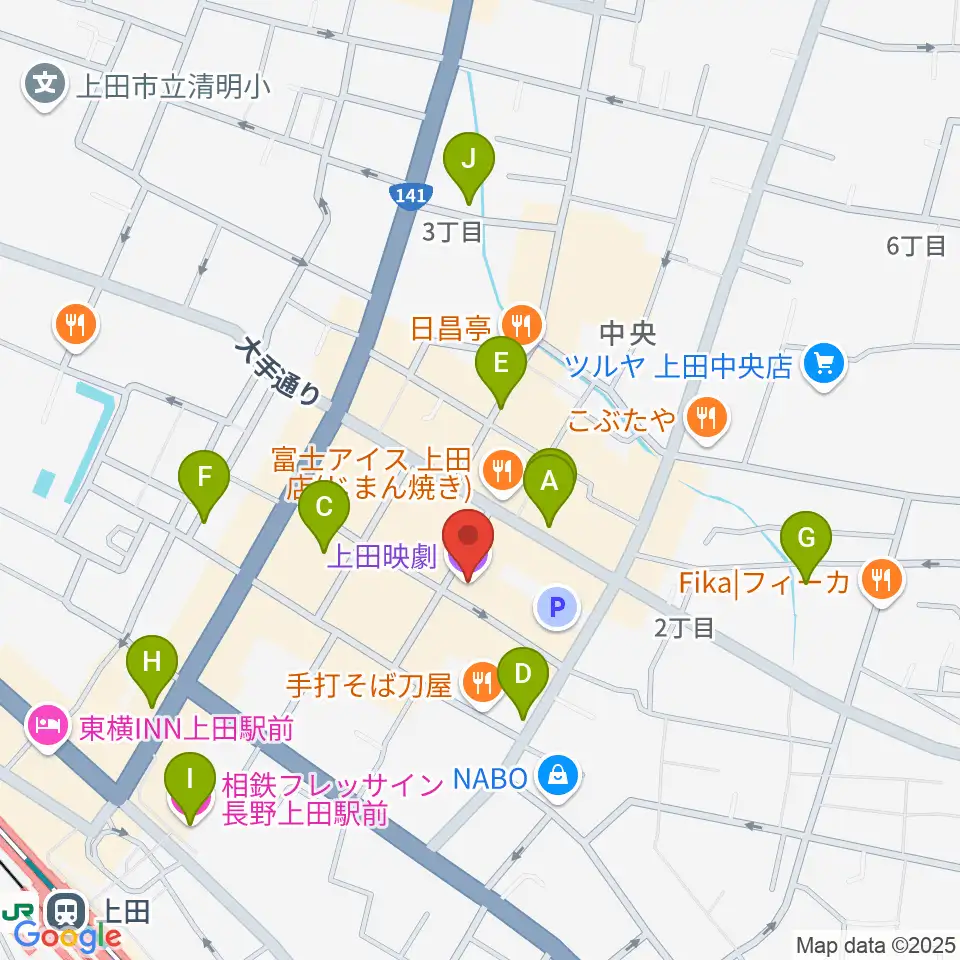 上田映劇周辺のホテル一覧地図