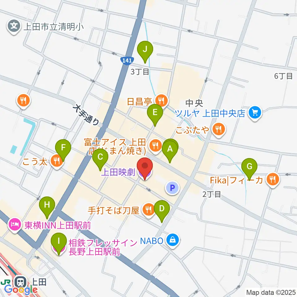上田映劇周辺のホテル一覧地図