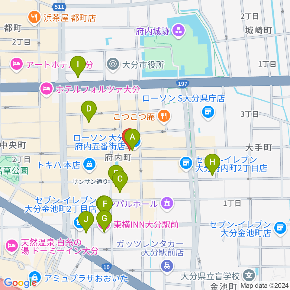 大分シネマ5周辺のホテル一覧地図