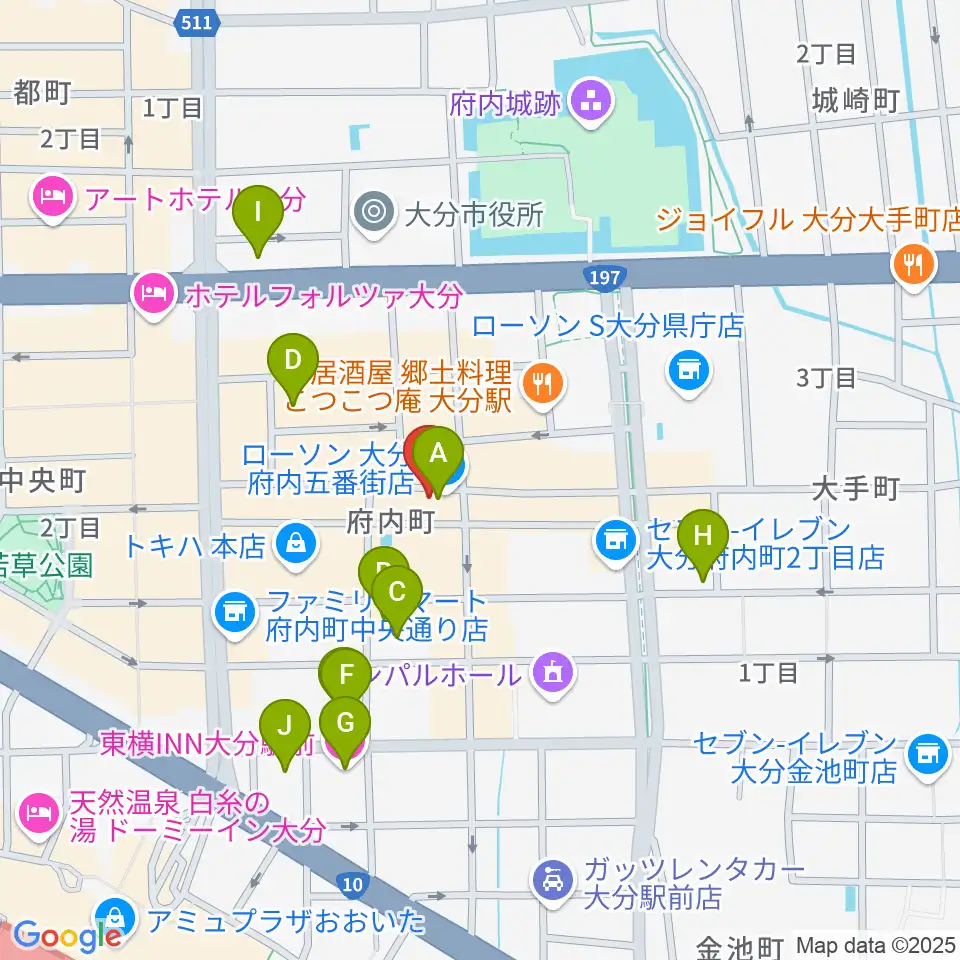 大分シネマ5周辺のホテル一覧地図