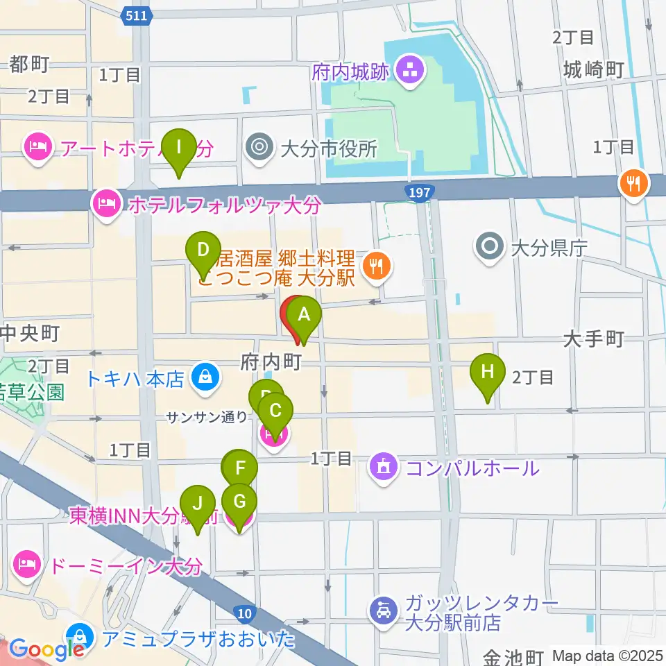 大分シネマ5周辺のホテル一覧地図