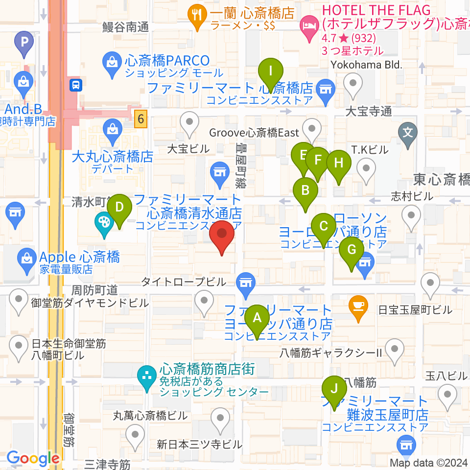 大阪心斎橋MUSE BOX周辺のホテル一覧地図