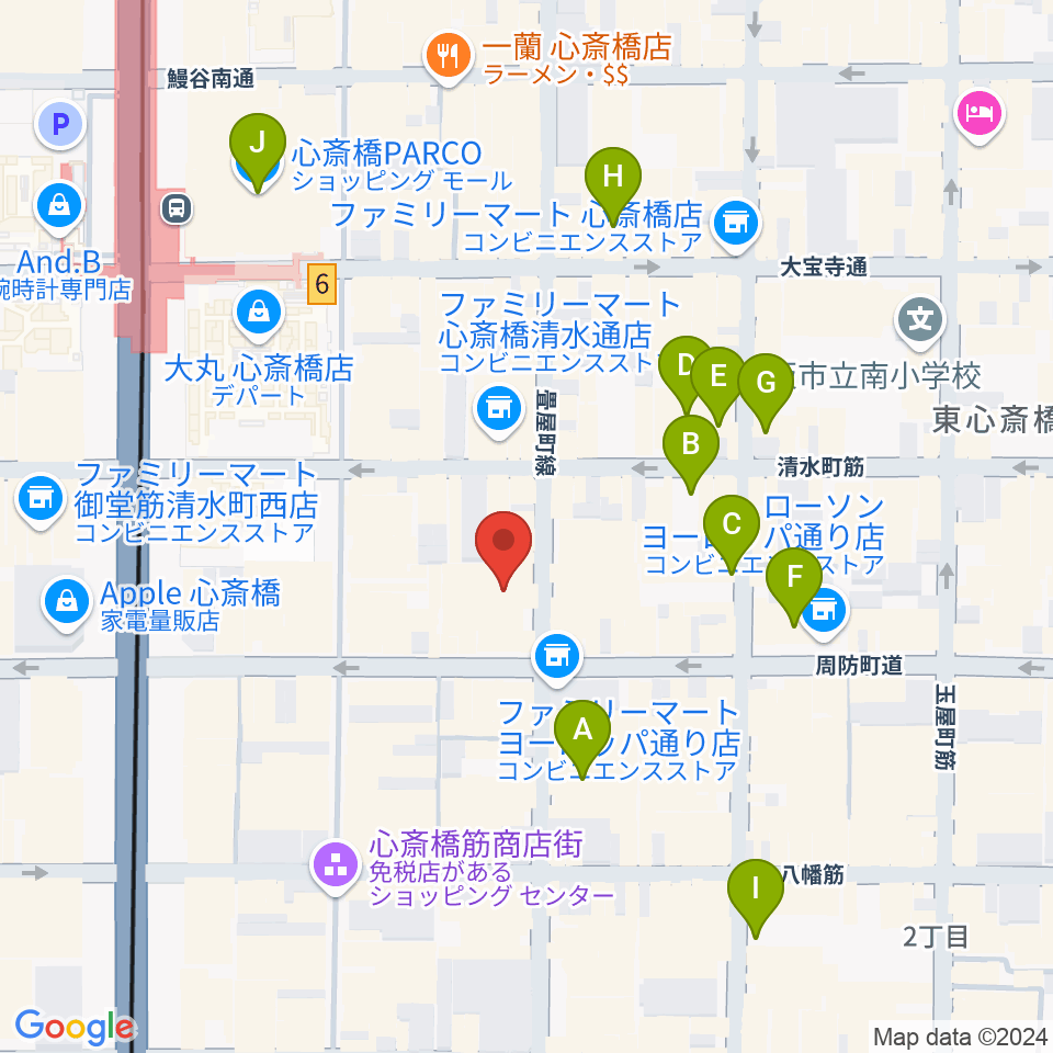 大阪心斎橋MUSE BOX周辺のホテル一覧地図