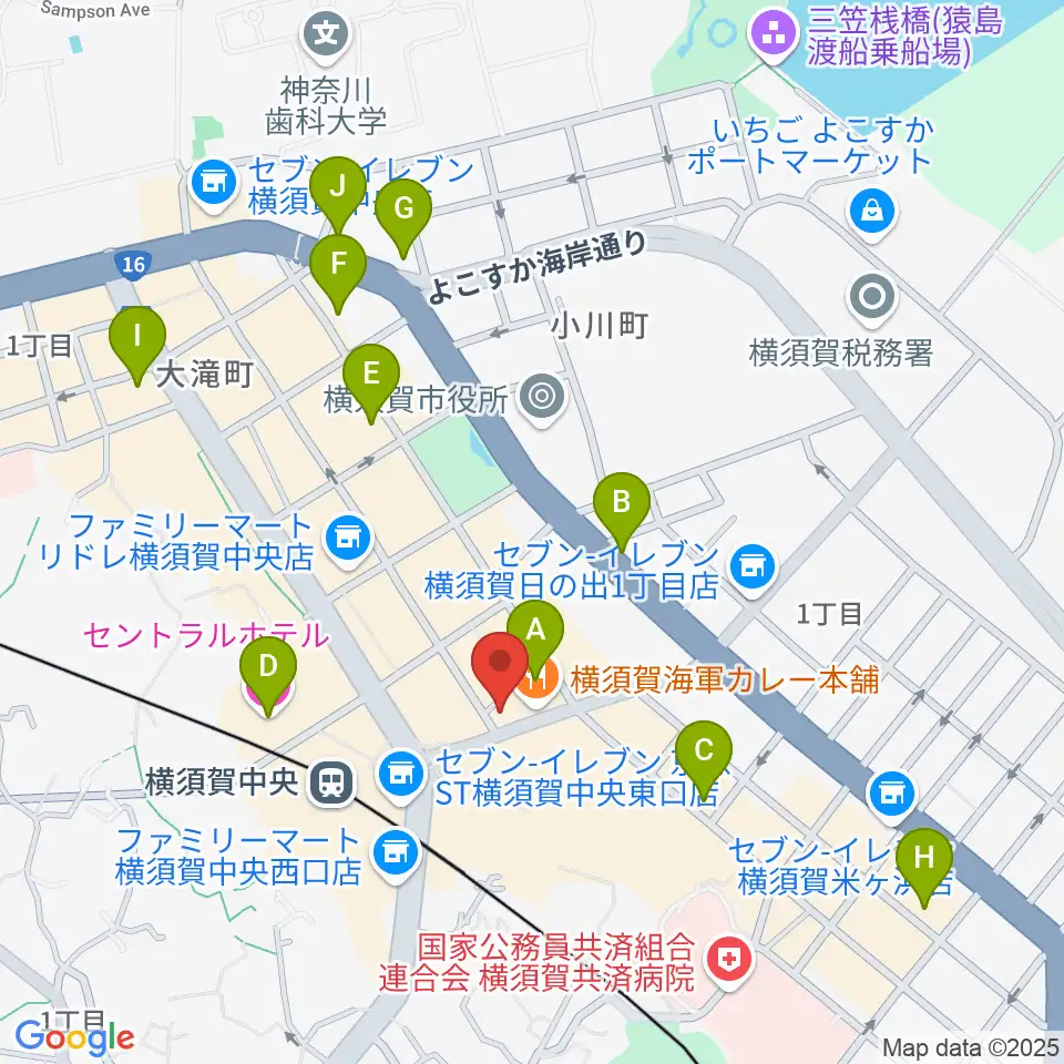 よこすかピアノスタジオ周辺のホテル一覧地図
