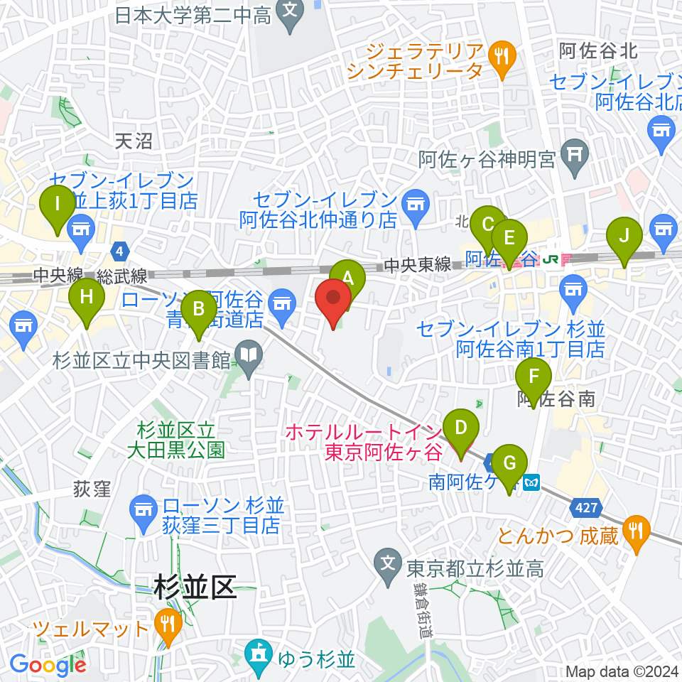 長谷部ギター教室周辺のホテル一覧地図