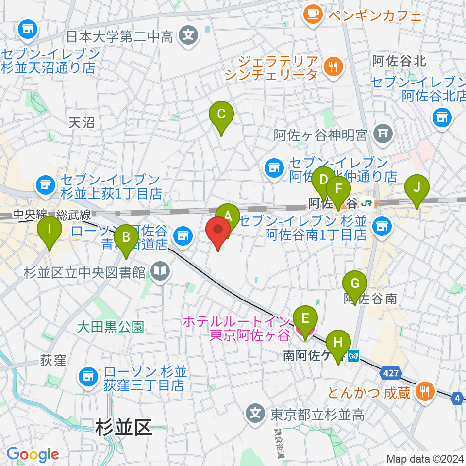 長谷部ギター教室周辺のホテル一覧地図