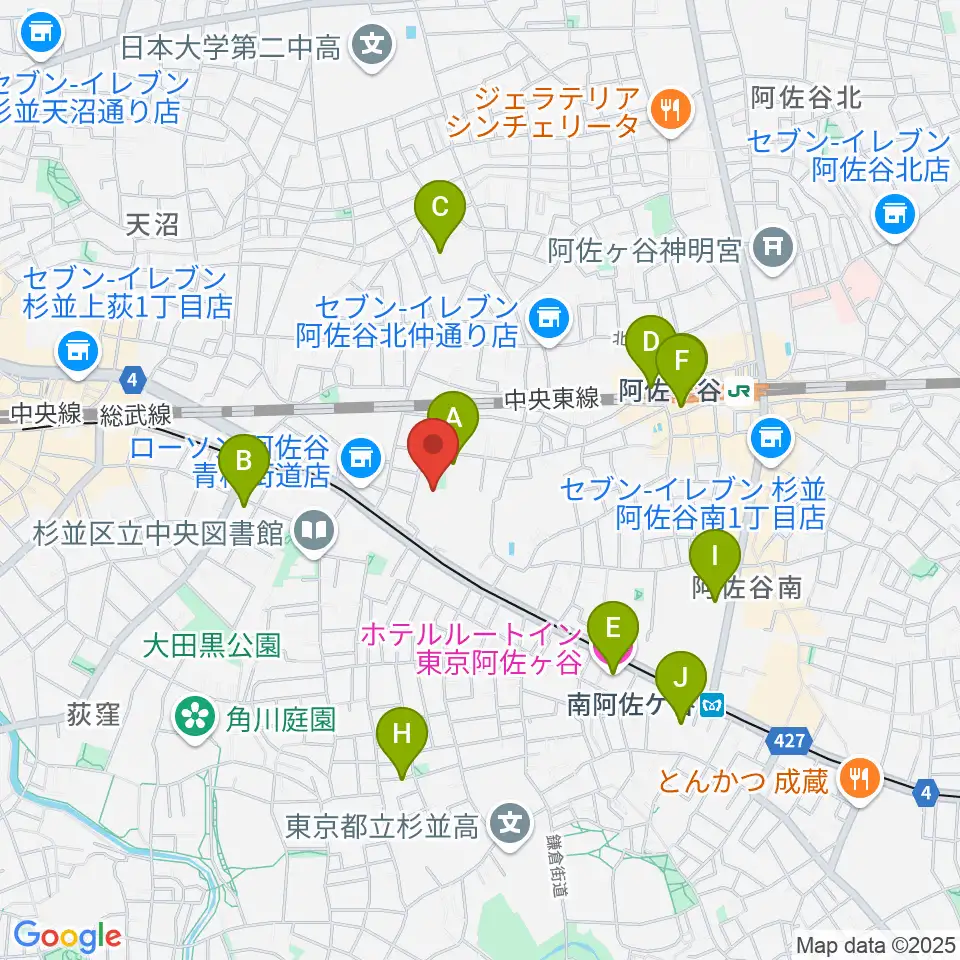 長谷部ギター教室周辺のホテル一覧地図