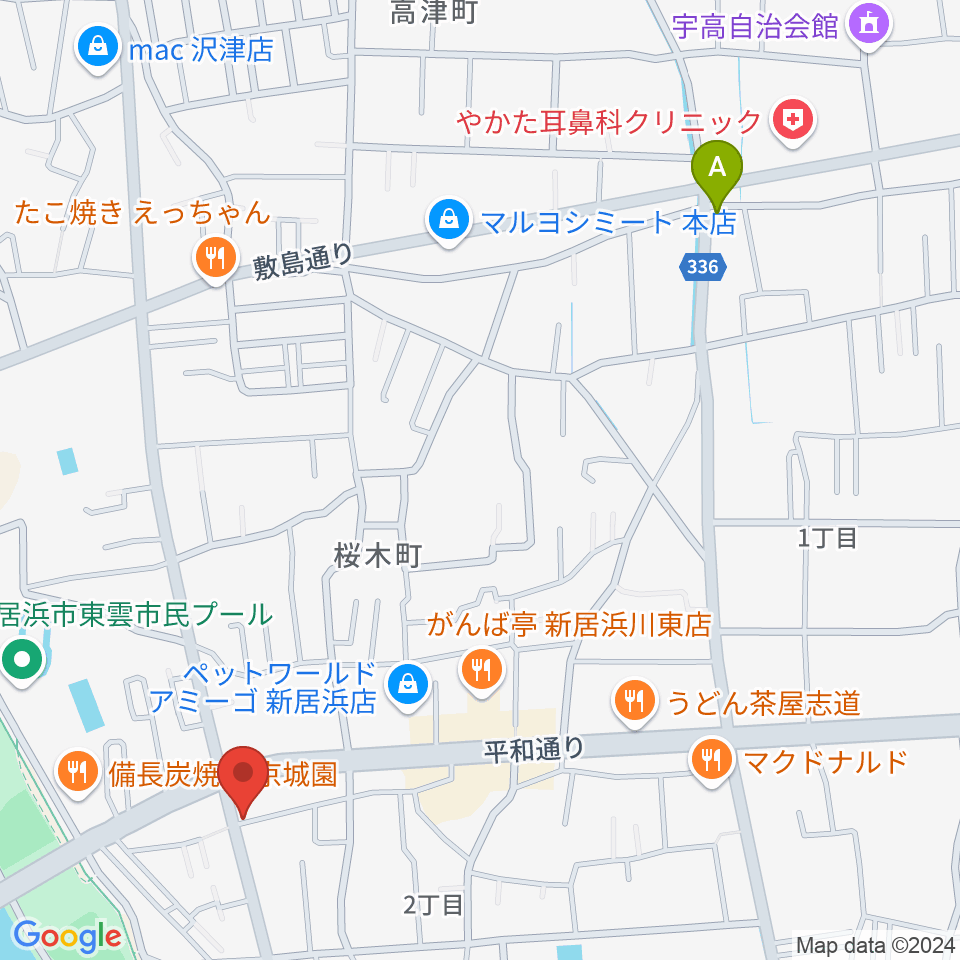 ヤストミ楽器・音楽教室周辺のホテル一覧地図