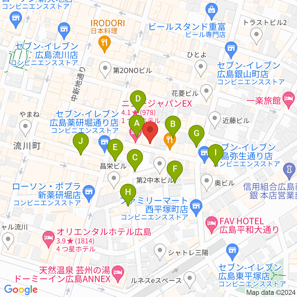 広島LIVE VANQUISH周辺のホテル一覧地図