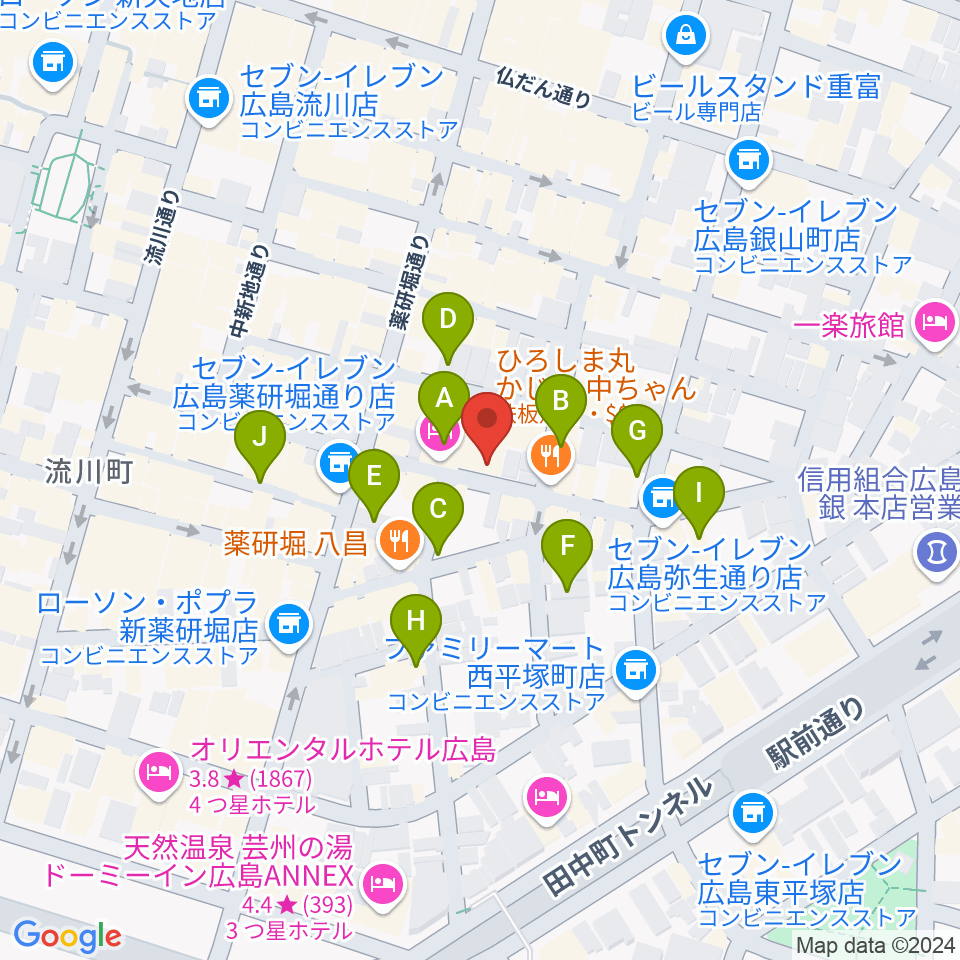 広島LIVE VANQUISH周辺のホテル一覧地図