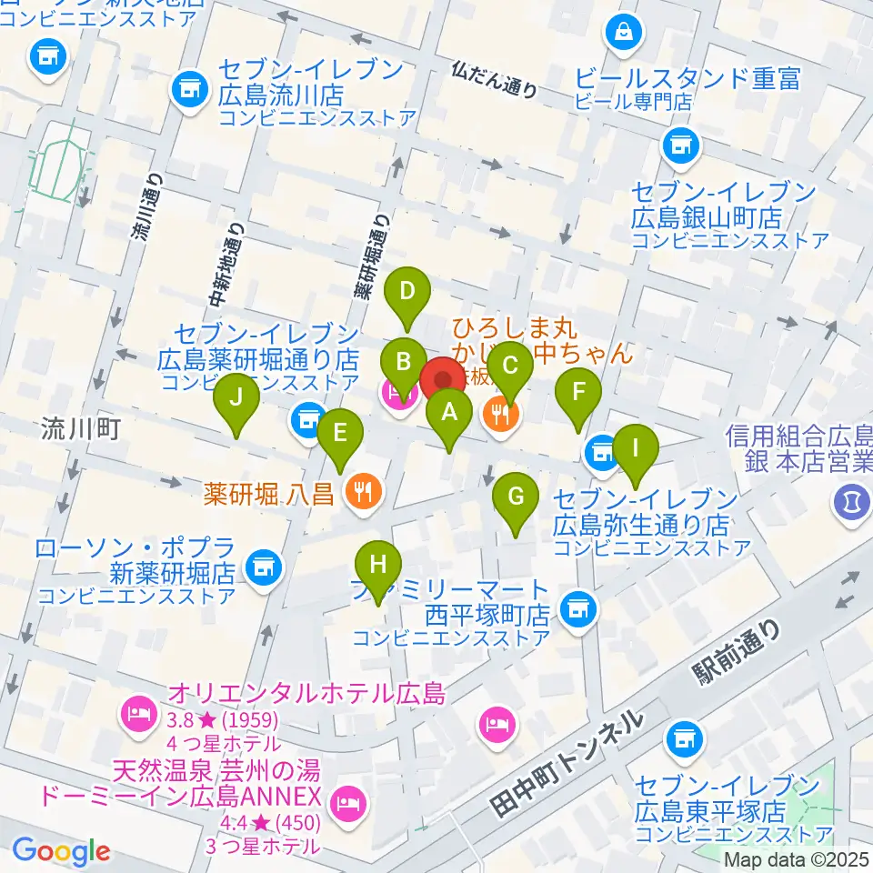 広島LIVE VANQUISH周辺のホテル一覧地図
