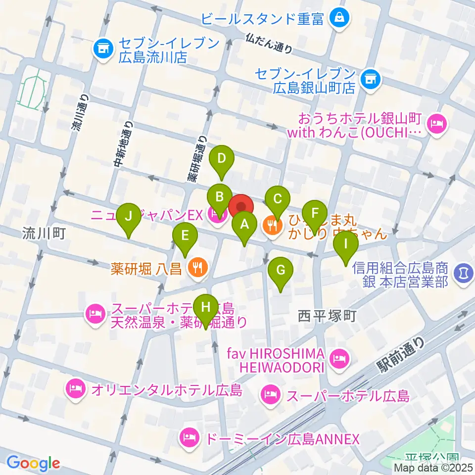 広島LIVE VANQUISH周辺のホテル一覧地図