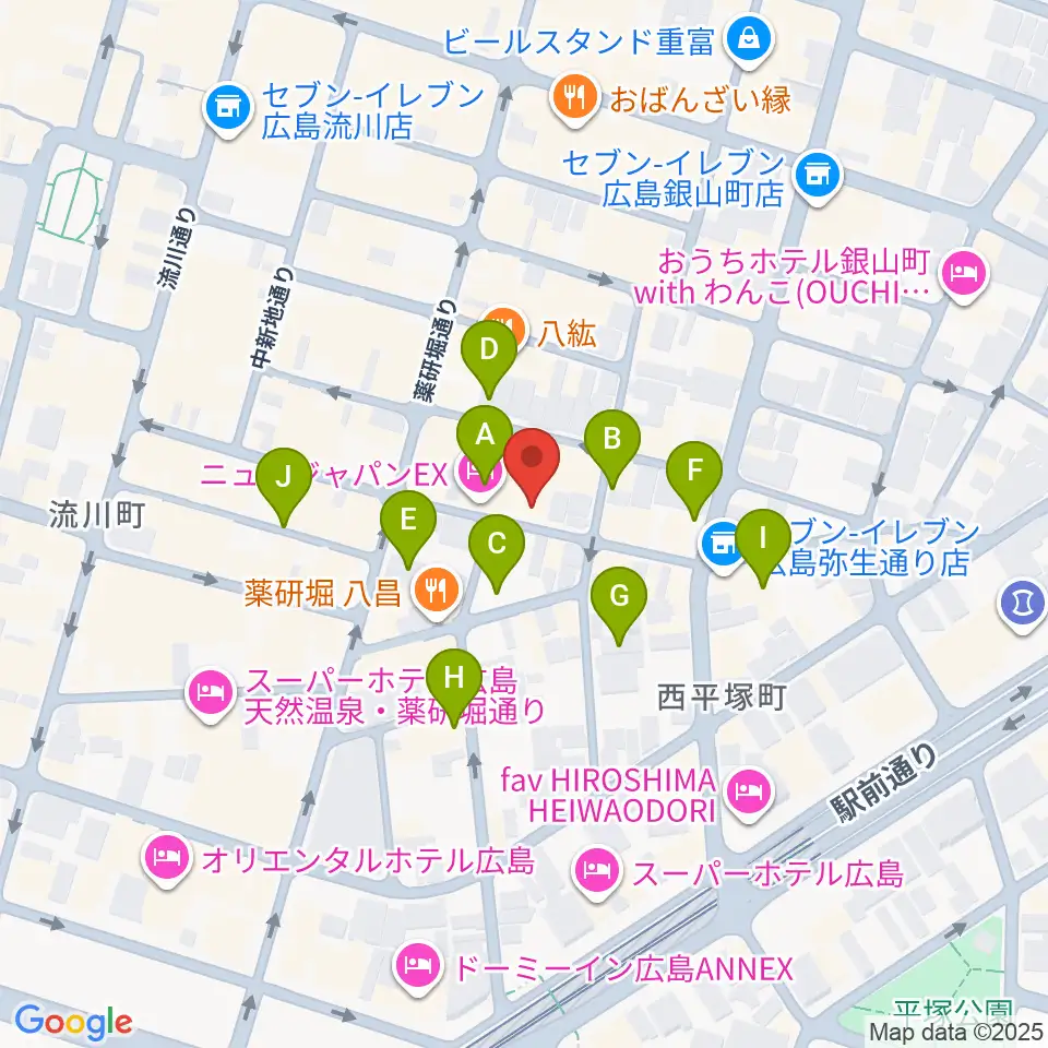 広島LIVE VANQUISH周辺のホテル一覧地図