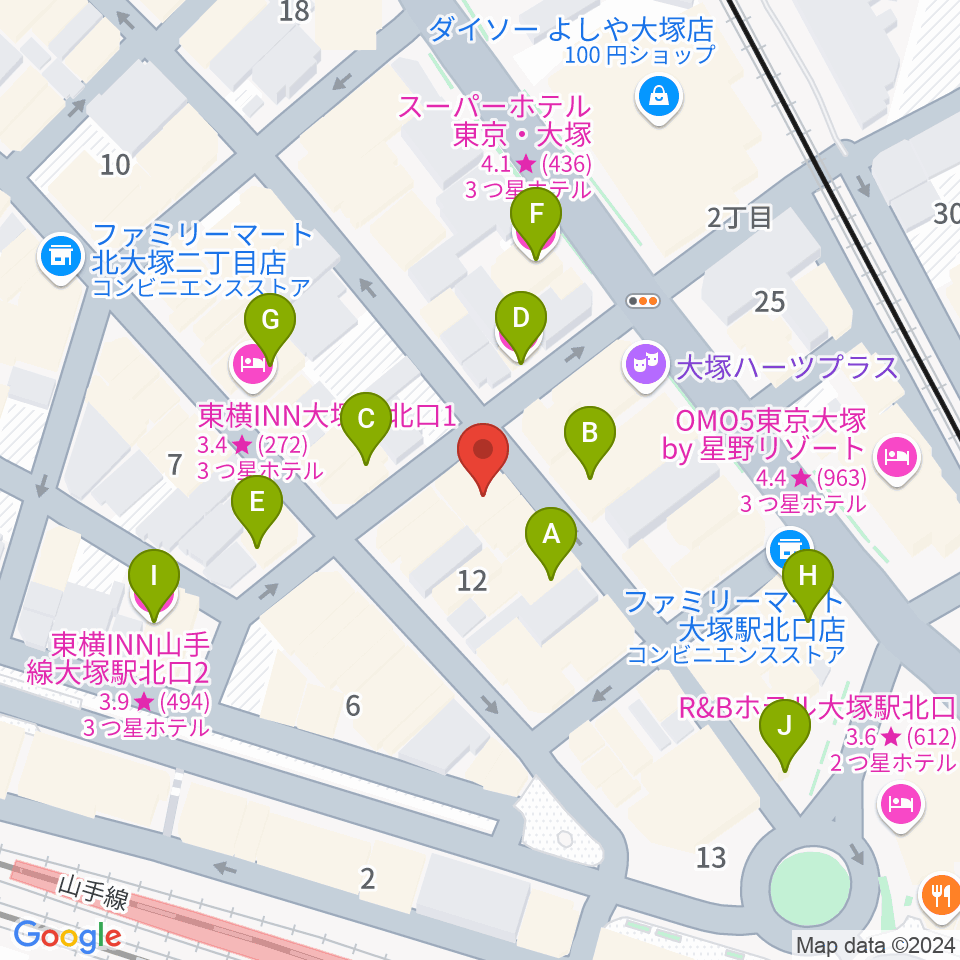 LIVEBAR MARU周辺のホテル一覧地図