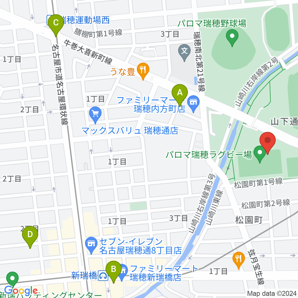 パロマ瑞穂ラグビー場周辺のホテル一覧地図