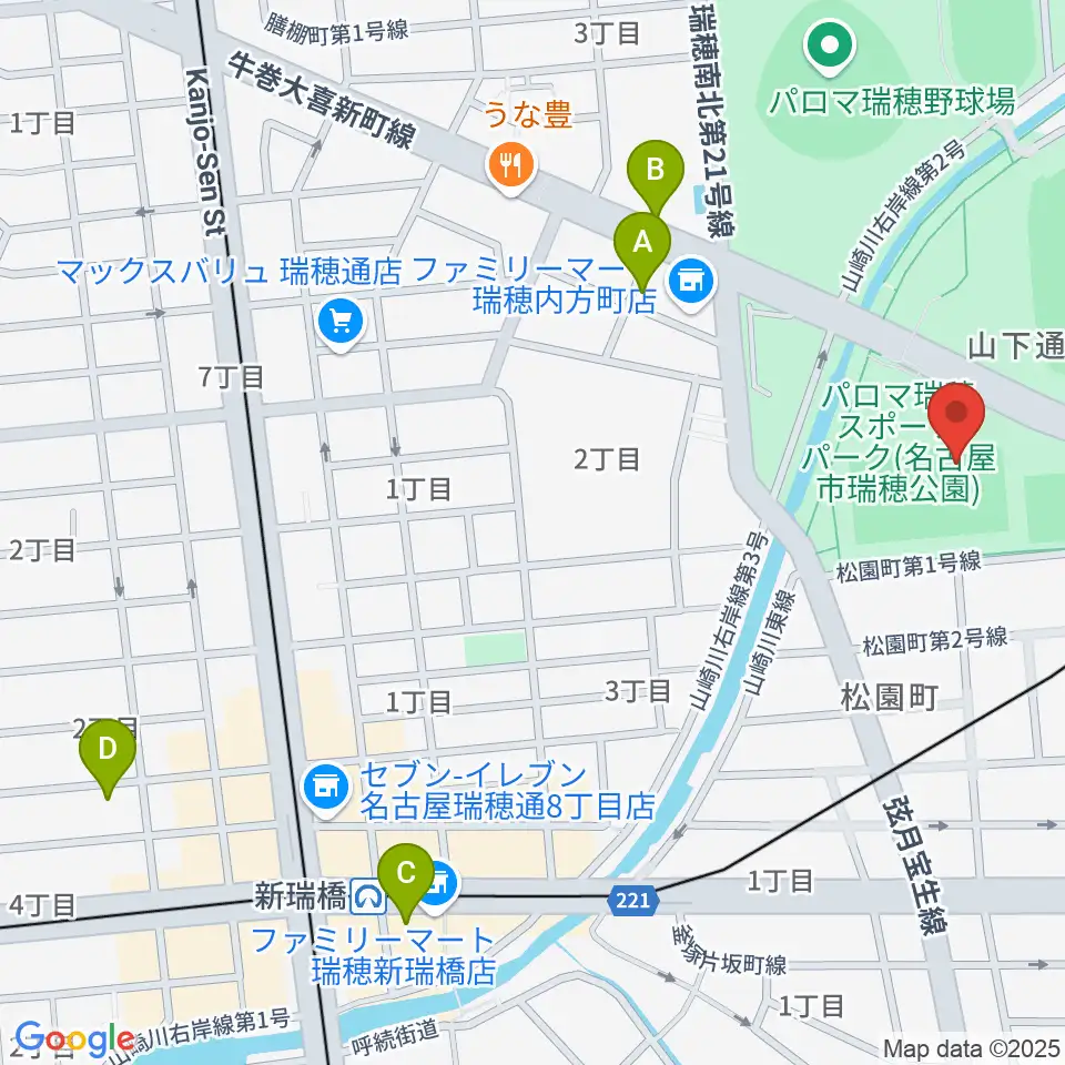 パロマ瑞穂ラグビー場周辺のホテル一覧地図