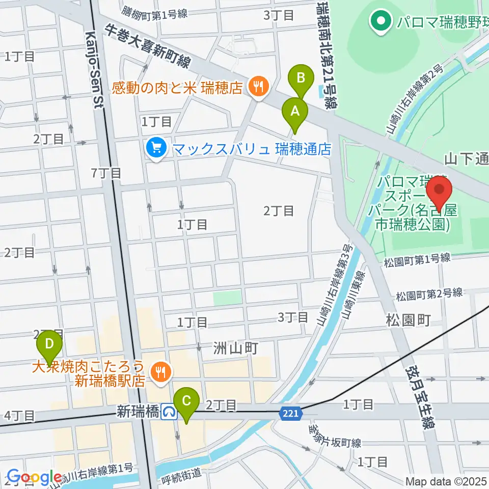 パロマ瑞穂ラグビー場周辺のホテル一覧地図