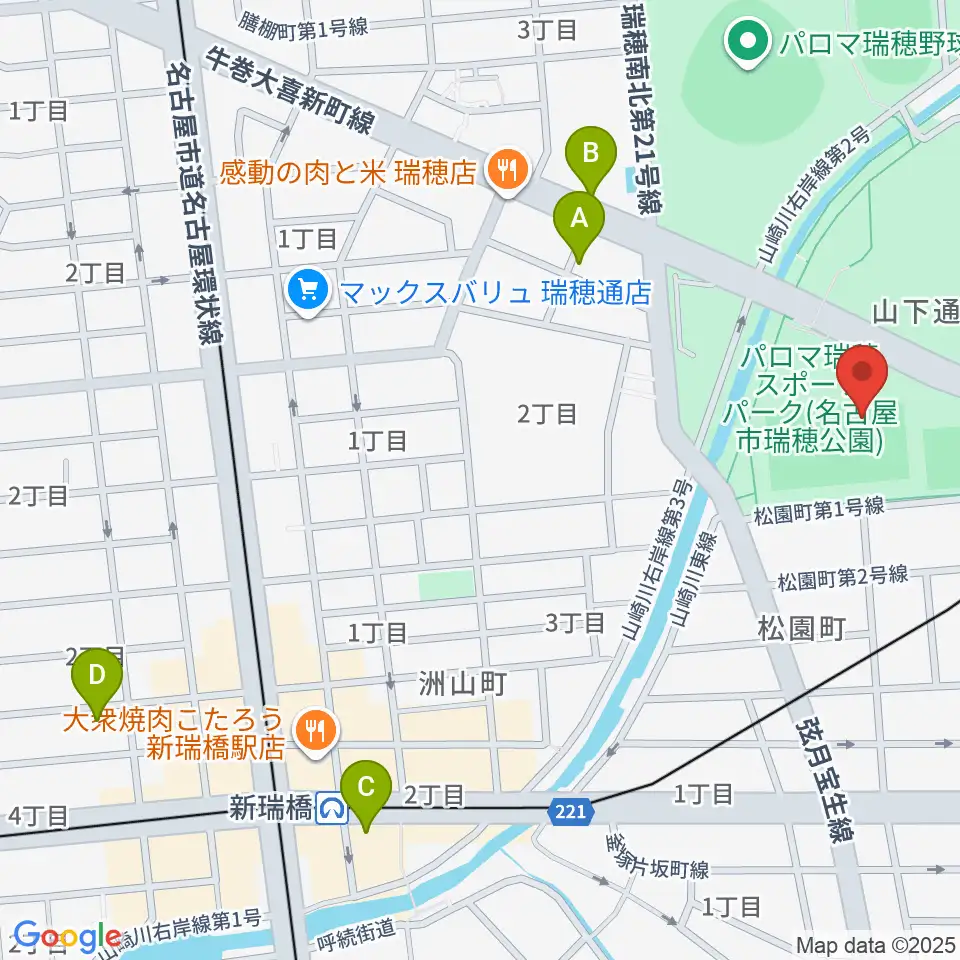 パロマ瑞穂ラグビー場周辺のホテル一覧地図