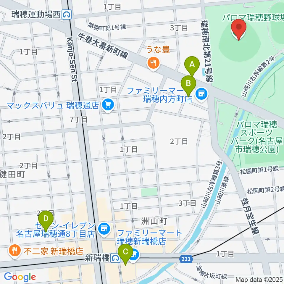 パロマ瑞穂野球場周辺のホテル一覧地図