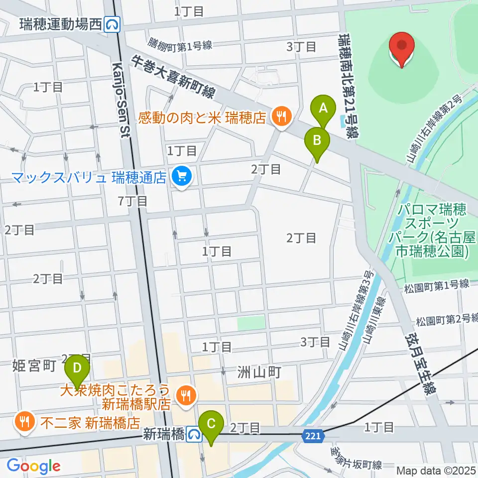 パロマ瑞穂野球場周辺のホテル一覧地図