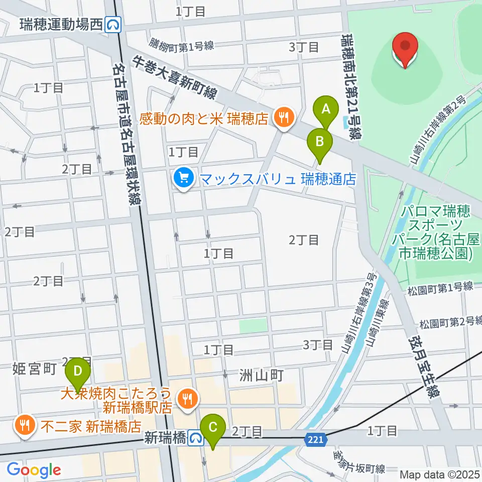 パロマ瑞穂野球場周辺のホテル一覧地図