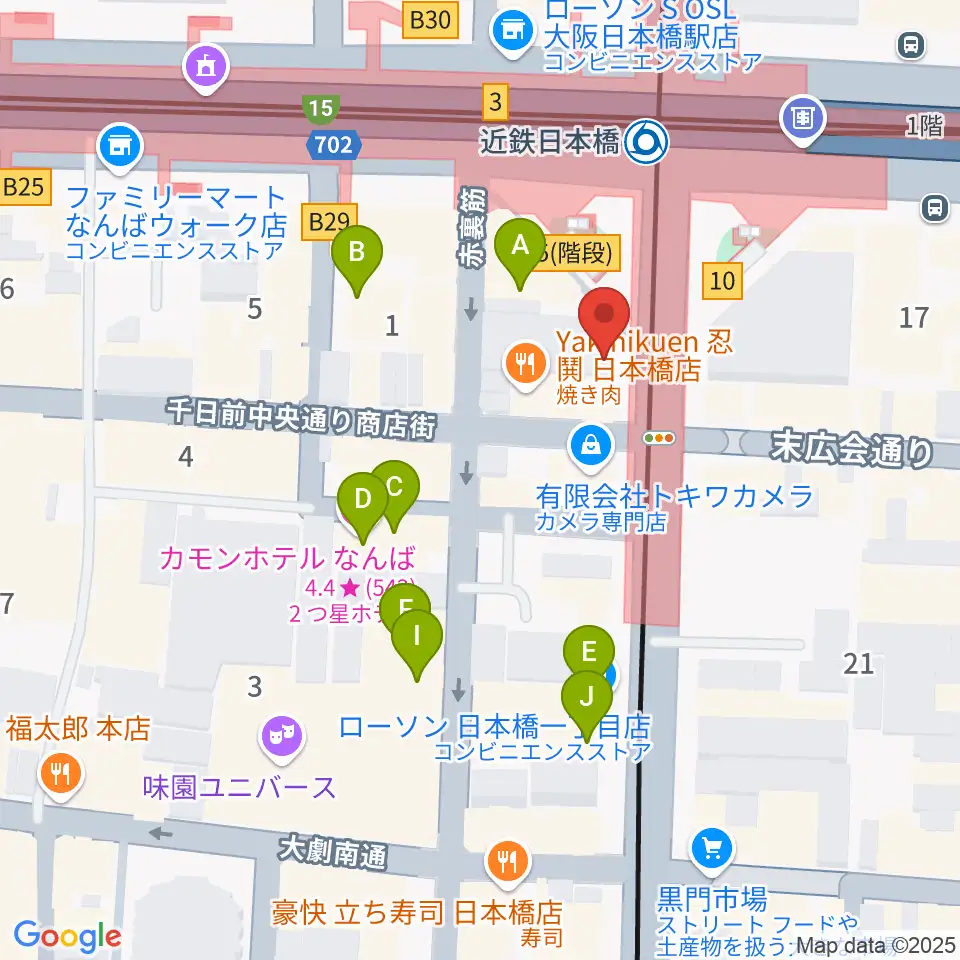 スタジオハイダウェイ日本橋店周辺のホテル一覧地図