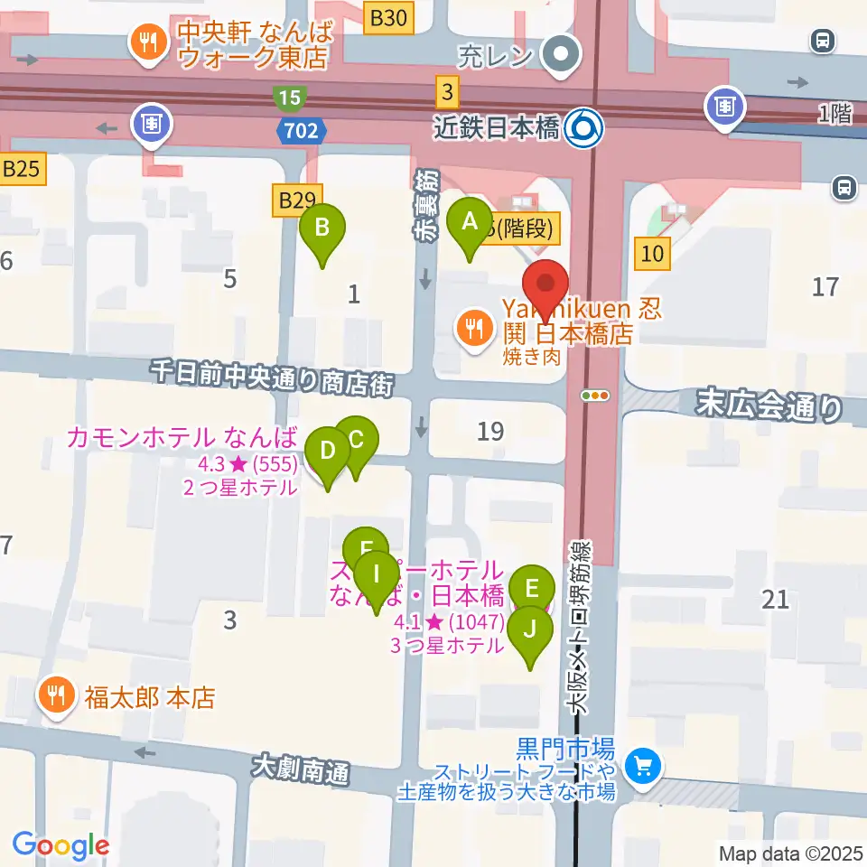 スタジオハイダウェイ日本橋店周辺のホテル一覧地図