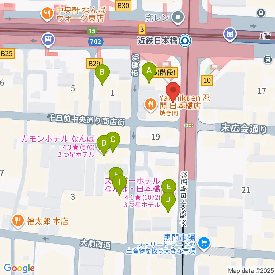 スタジオハイダウェイ日本橋店周辺のホテル一覧地図