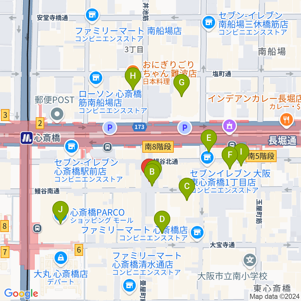 DAIHATSU心斎橋角座周辺のホテル一覧地図