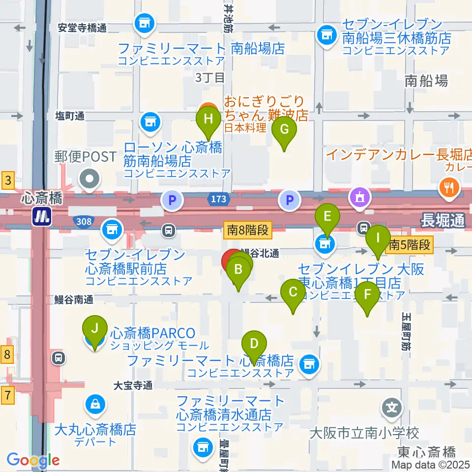 DAIHATSU心斎橋角座周辺のホテル一覧地図