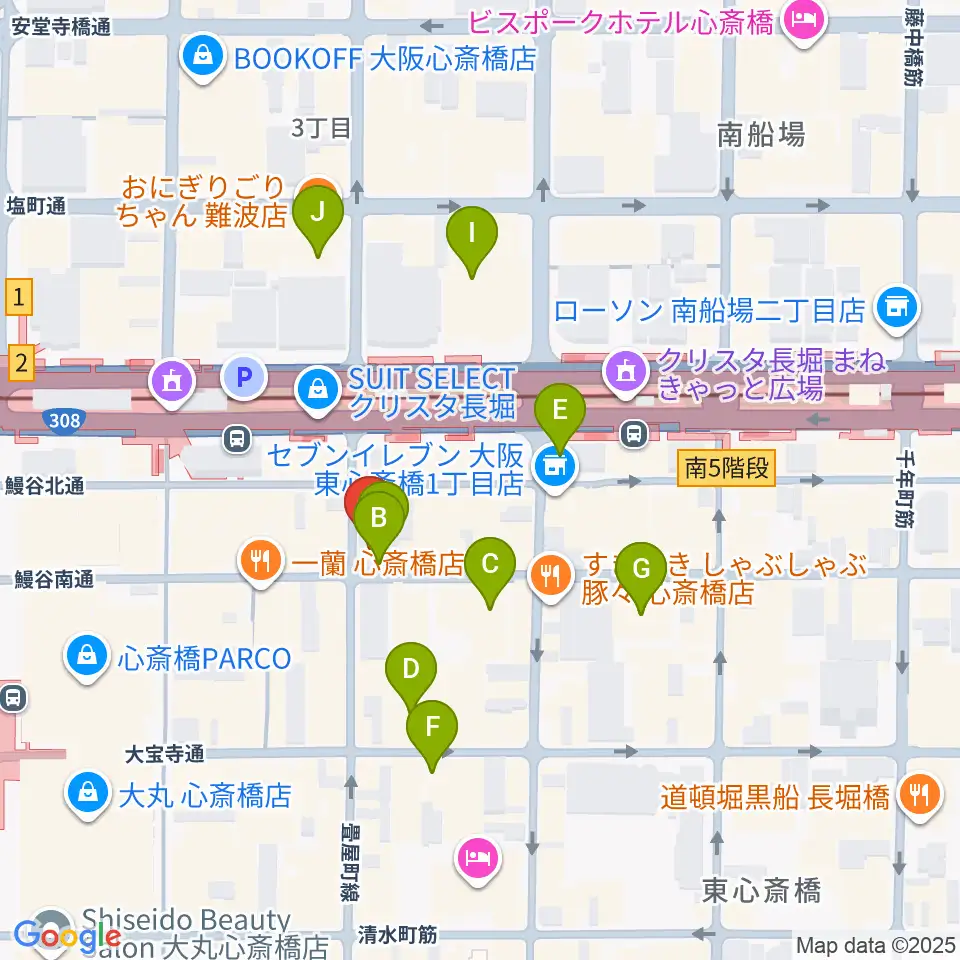 DAIHATSU心斎橋角座周辺のホテル一覧地図