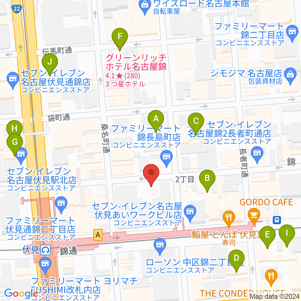 伏見ミリオン座周辺のホテル一覧地図