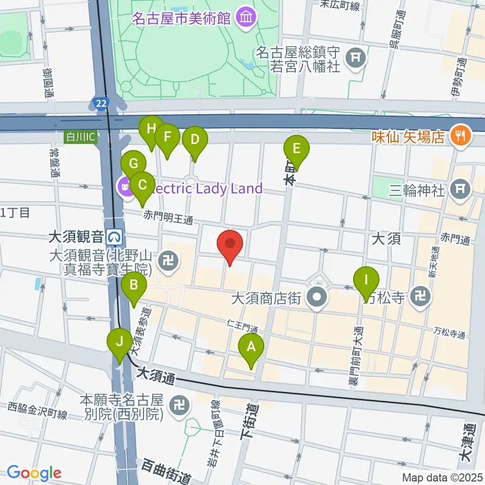 大須演芸場周辺のホテル一覧地図