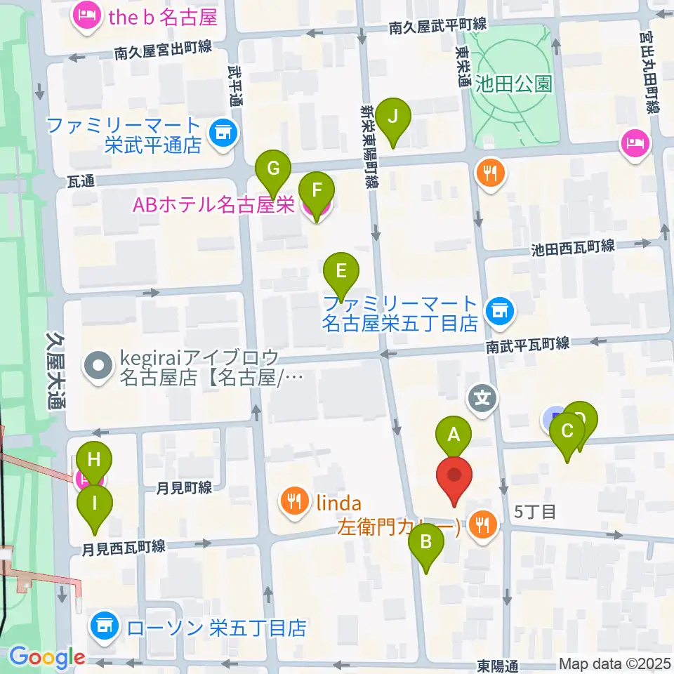 名古屋栄シアターZONE周辺のホテル一覧地図