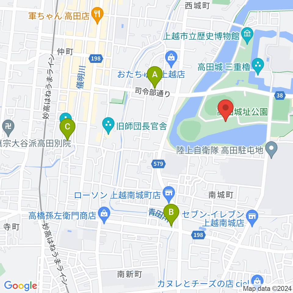 高田城址公園オーレンプラザ周辺のホテル一覧地図