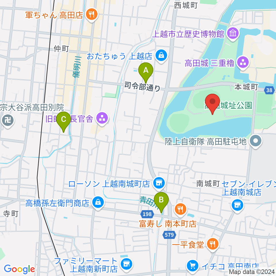 高田城址公園オーレンプラザ周辺のホテル一覧地図