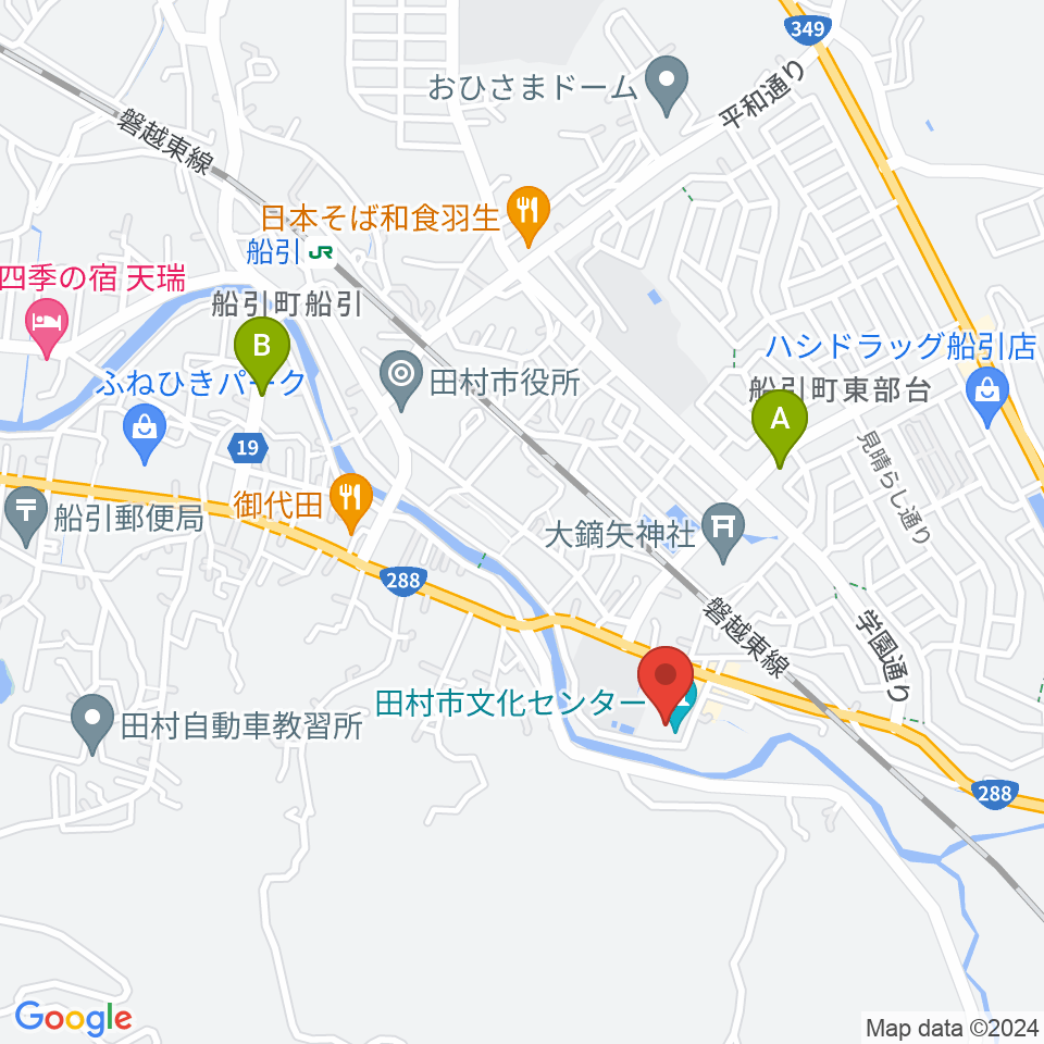 田村市文化センター周辺のホテル一覧地図