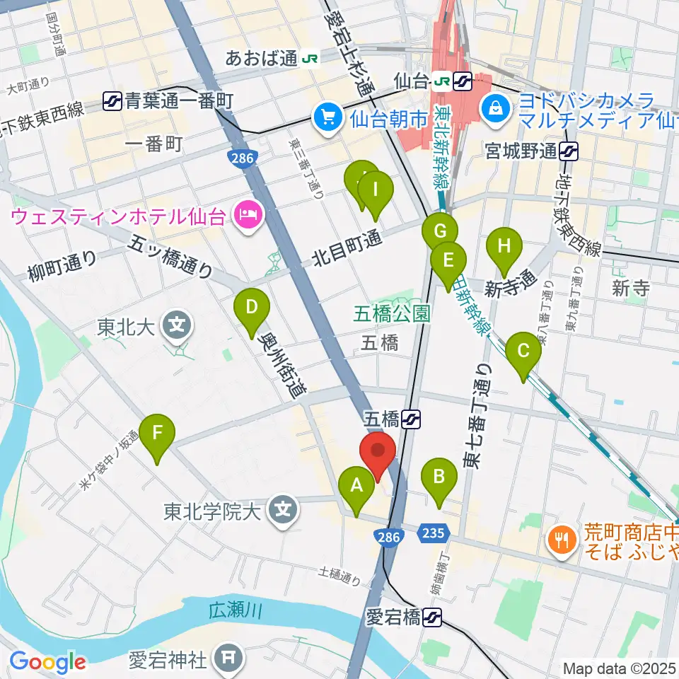 仙台市福祉プラザ周辺のホテル一覧地図