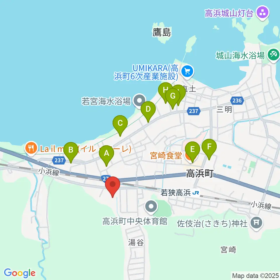 高浜町文化会館周辺のホテル一覧地図